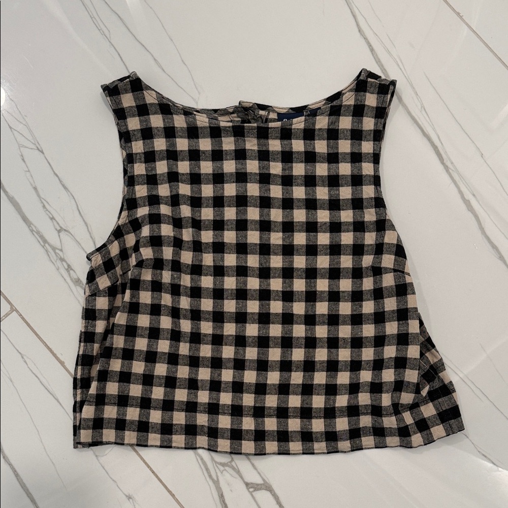 GAP Black and Tan Plaid Tank Top